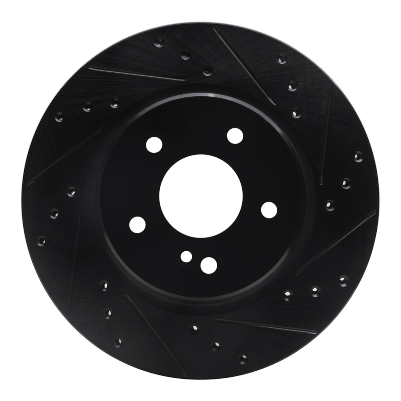 Chrysler Crossfire Brake Rotor (1) - Rear Right - R1 Concepts - Drilled & Slotted - Black - `98-`09